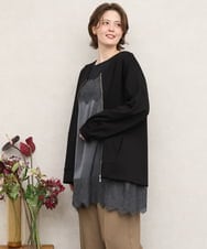 OLCKD05109 eur3(エウルキューブ) 【WEB先行販売】【大きいサイズ】Vネックダンボールブルゾン ブラック