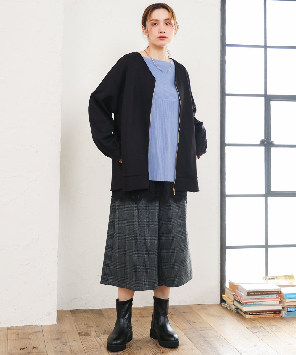 OLCKD05109 eur3(エウルキューブ) 【大きいサイズ】Vネックダンボールブルゾン ブラック