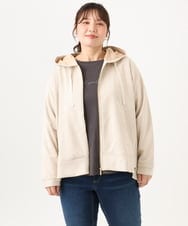 OLCKD09099 eur3(エウルキューブ) 【大きいサイズ】スエードタッチバックペプラムパーカー グレージュ