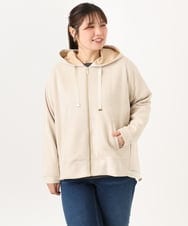 OLCKD09099 eur3(エウルキューブ) 【大きいサイズ】スエードタッチバックペプラムパーカー グレージュ