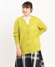 OLCKS05089 eur3(エウルキューブ) 【大きいサイズ】スリットネックカーディガン ライトグリーン(30)