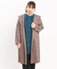 OLCKS18099 eur3(エウルキューブ) 【大きいサイズ】スエードポンチロングアウター ダークブラウン(87)