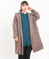 OLCKS18099 eur3(エウルキューブ) 【大きいサイズ】スエードポンチロングアウター ダークブラウン(87)