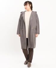 OLCKS18099 eur3(エウルキューブ) 【大きいサイズ】スエードポンチロングアウター ダークグレー(93)