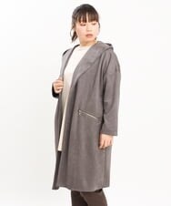 OLCKS18099 eur3(エウルキューブ) 【大きいサイズ】スエードポンチロングアウター ダークグレー(93)