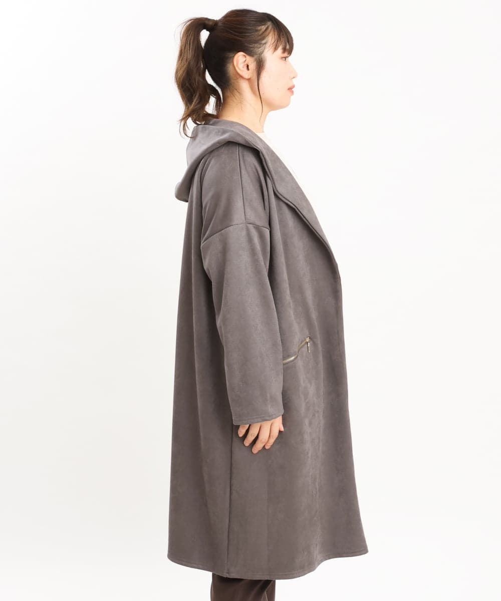 OLCKS18099 eur3(エウルキューブ) 【大きいサイズ】スエードポンチロングアウター ダークグレー(93)