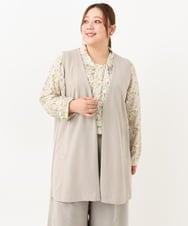 OLCKV12099 eur3(エウルキューブ) 【大きいサイズ】カットジョーゼットVネックジレ グレージュ(89)