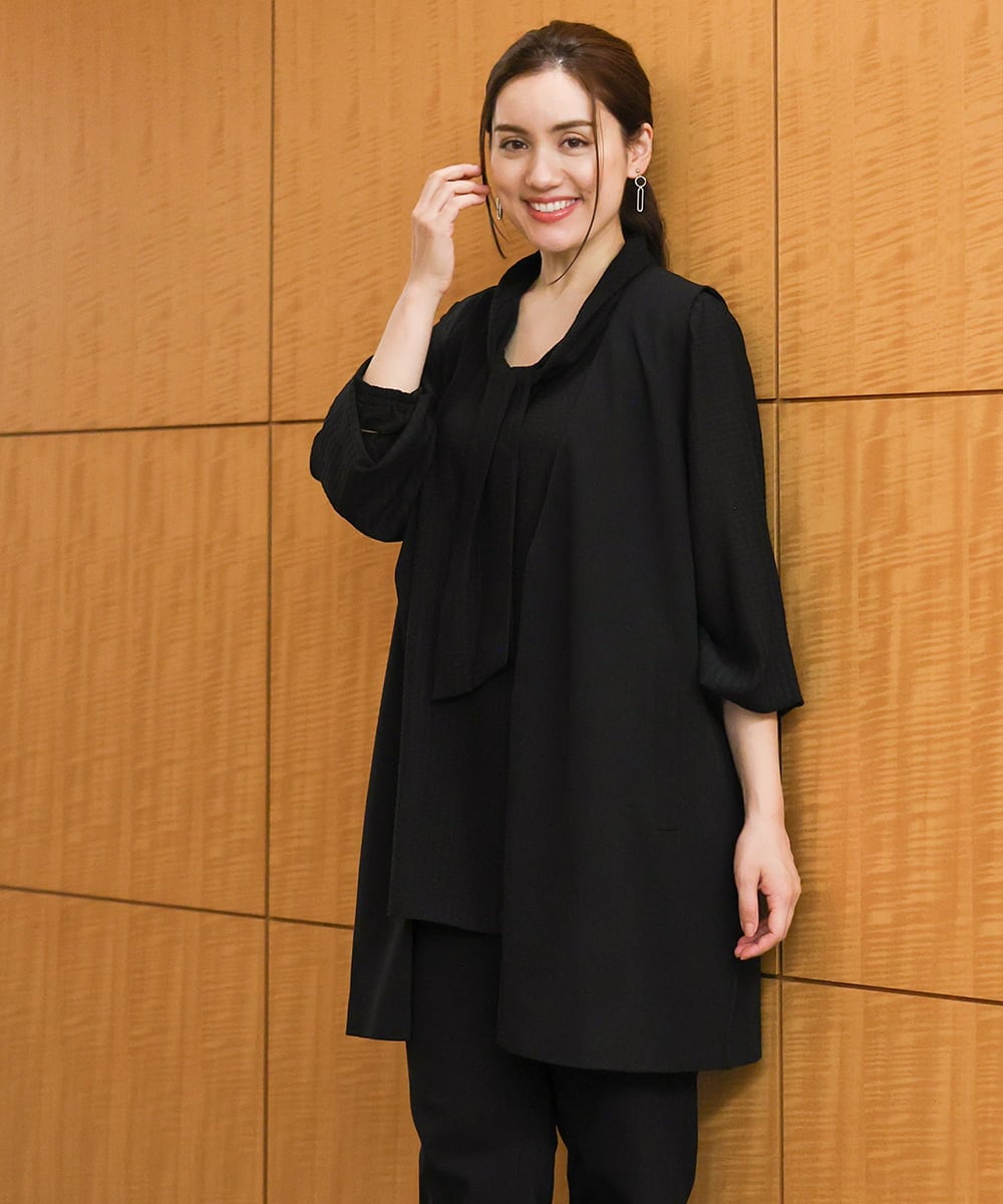 OLCKV12099 eur3(エウルキューブ) 【大きいサイズ】カットジョーゼットVネックジレ ブラック(94)