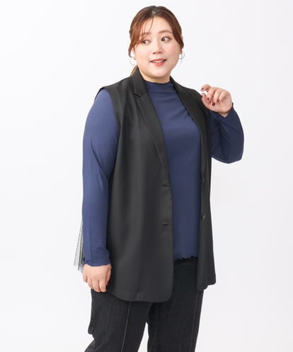 OLCKV17099 eur3 【大きいサイズ】バックチュールジレジャケット