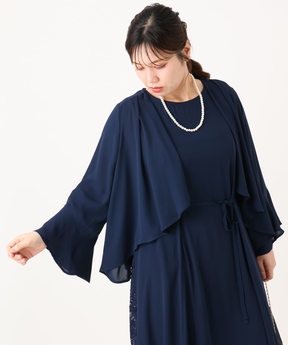OLCLA06099 eur3(エウルキューブ) 【大きいサイズ】レースコンビボレロ ネイビー(57)
