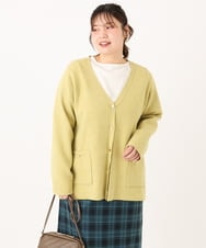 OLCLA08099 eur3(エウルキューブ) 【WEB先行販売】【大きいサイズ】Vネックゴールドボタンカーディガン イエロー(25)