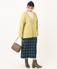 OLCLA08099 eur3(エウルキューブ) 【WEB先行販売】【大きいサイズ】Vネックゴールドボタンカーディガン イエロー(25)