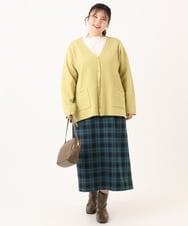 OLCLA08099 eur3(エウルキューブ) 【WEB先行販売】【大きいサイズ】Vネックゴールドボタンカーディガン イエロー(25)