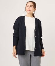 OLCLA08099 eur3(エウルキューブ) 【WEB先行販売】【大きいサイズ】Vネックゴールドボタンカーディガン ネイビー(57)