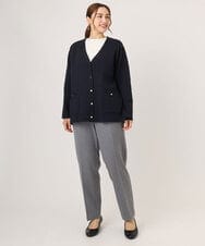 OLCLA08099 eur3(エウルキューブ) 【WEB先行販売】【大きいサイズ】Vネックゴールドボタンカーディガン ネイビー(57)