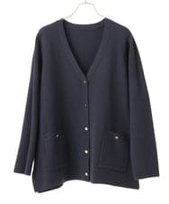 OLCLA08099 eur3(エウルキューブ) 【WEB先行販売】【大きいサイズ】Vネックゴールドボタンカーディガン ネイビー(57)