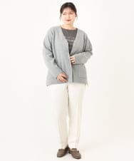 OLCLA08099 eur3(エウルキューブ) 【WEB先行販売】【大きいサイズ】Vネックゴールドボタンカーディガン グレー(92)