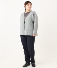 OLCLA08099 eur3(エウルキューブ) 【WEB先行販売】【大きいサイズ】Vネックゴールドボタンカーディガン グレー(92)