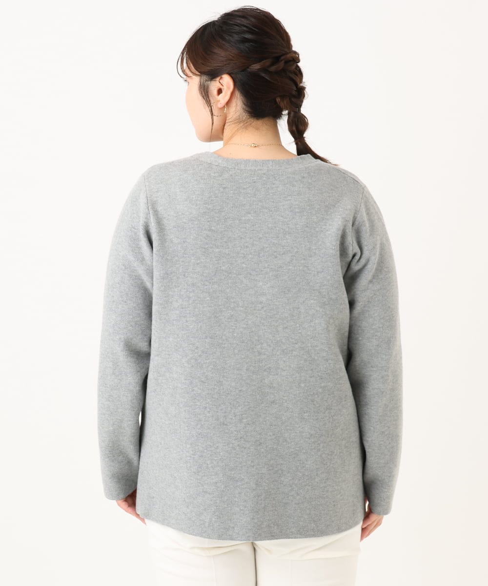 OLCLA08099 eur3(エウルキューブ) 【WEB先行販売】【大きいサイズ】Vネックゴールドボタンカーディガン グレー(92)