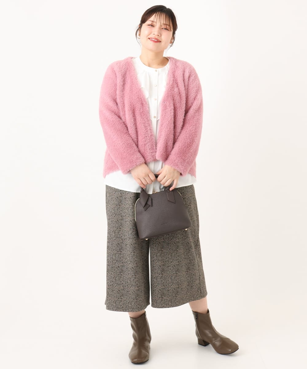 OLCLA09119 eur3(エウルキューブ) 【WEB先行販売】【大きいサイズ】フラッフィージャケット ピンク(03)