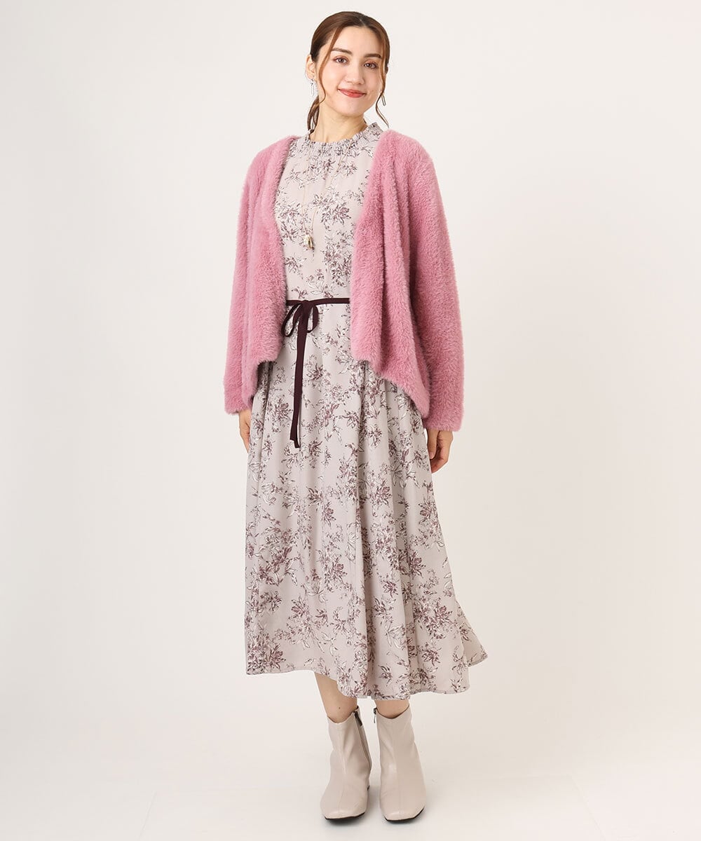 OLCLA09119 eur3(エウルキューブ) 【WEB先行販売】【大きいサイズ】フラッフィージャケット ピンク(03)