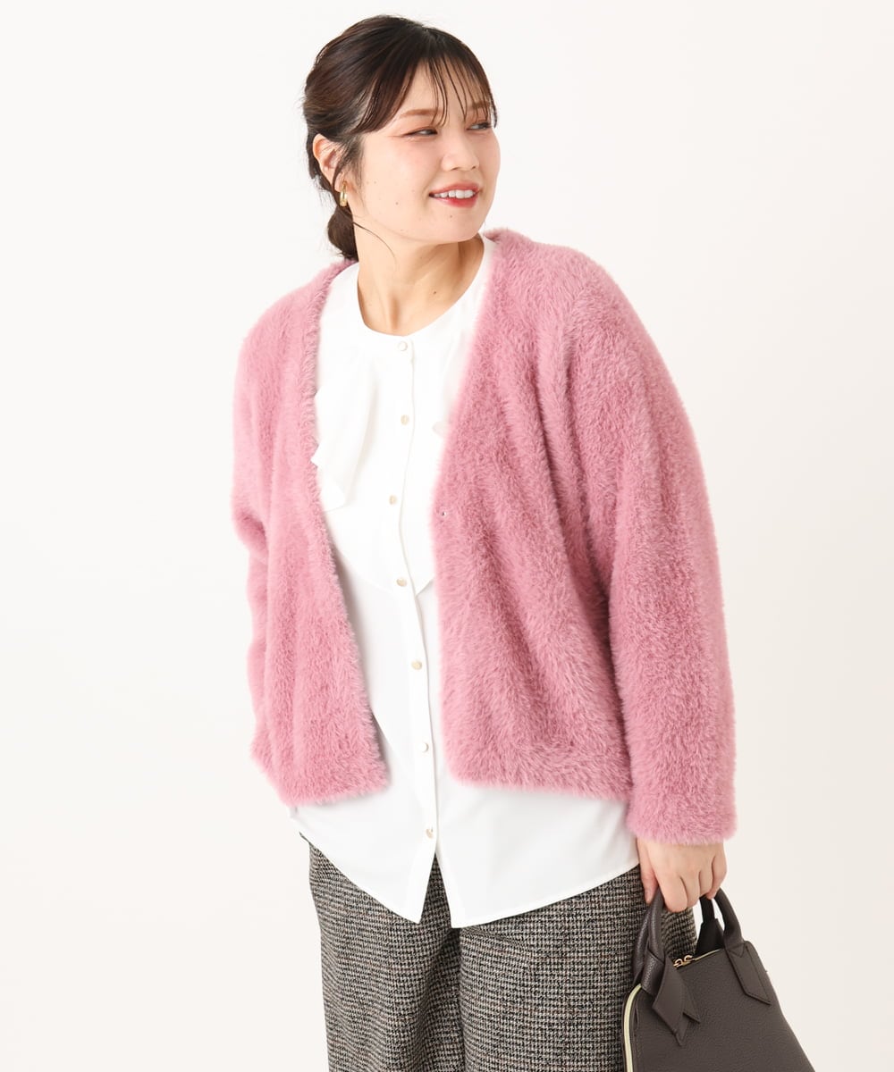OLCLA09119 eur3(エウルキューブ) 【WEB先行販売】【大きいサイズ】フラッフィージャケット ピンク(03)