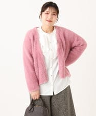 OLCLA09119 eur3(エウルキューブ) 【WEB先行販売】【大きいサイズ】フラッフィージャケット ピンク(03)