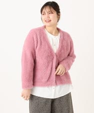 OLCLA09119 eur3(エウルキューブ) 【WEB先行販売】【大きいサイズ】フラッフィージャケット ピンク(03)