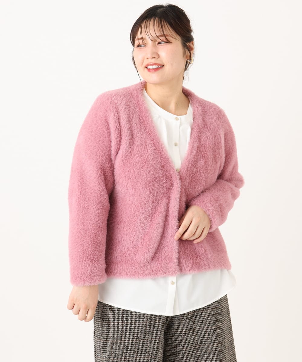 OLCLA09119 eur3(エウルキューブ) 【WEB先行販売】【大きいサイズ】フラッフィージャケット ピンク(03)