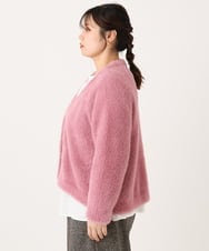 OLCLA09119 eur3(エウルキューブ) 【WEB先行販売】【大きいサイズ】フラッフィージャケット ピンク(03)