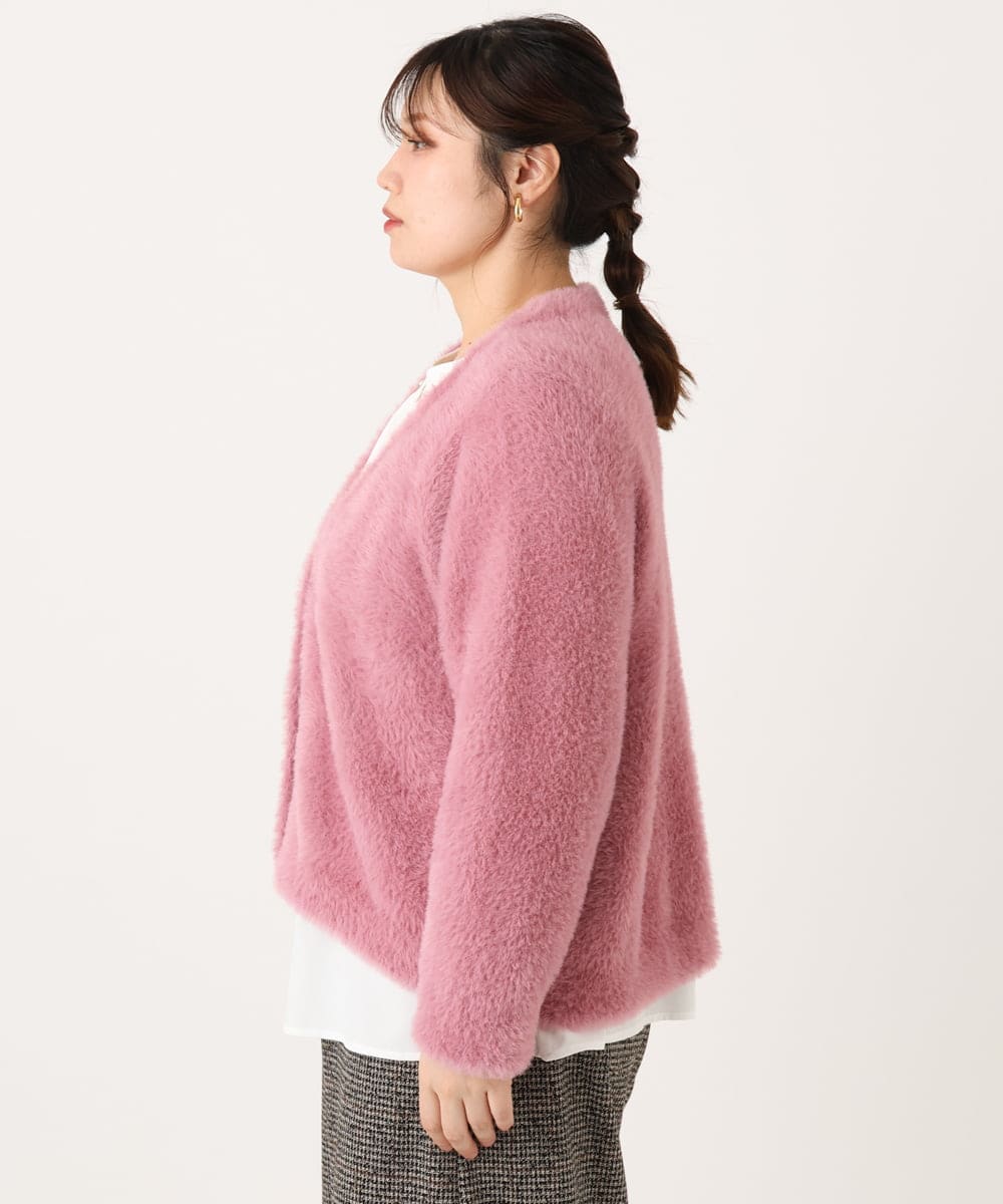 OLCLA09119 eur3(エウルキューブ) 【WEB先行販売】【大きいサイズ】フラッフィージャケット ピンク(03)