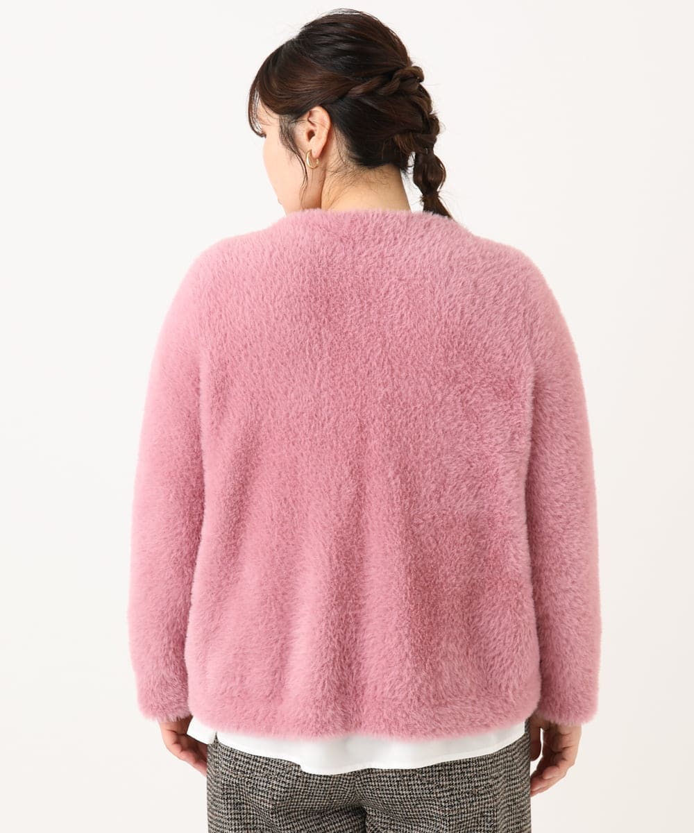 OLCLA09119 eur3(エウルキューブ) 【WEB先行販売】【大きいサイズ】フラッフィージャケット ピンク(03)