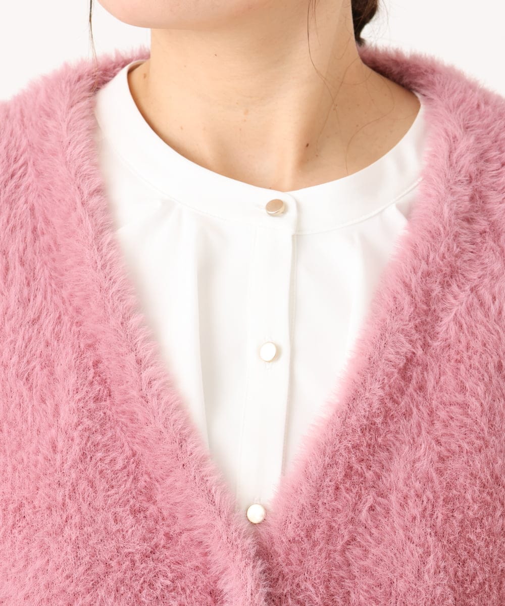 OLCLA09119 eur3(エウルキューブ) 【WEB先行販売】【大きいサイズ】フラッフィージャケット ピンク(03)