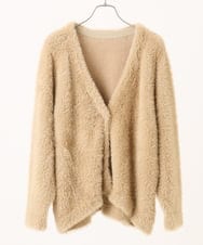 OLCLA09119 eur3(エウルキューブ) 【WEB先行販売】【大きいサイズ】フラッフィージャケット ベージュ(82)