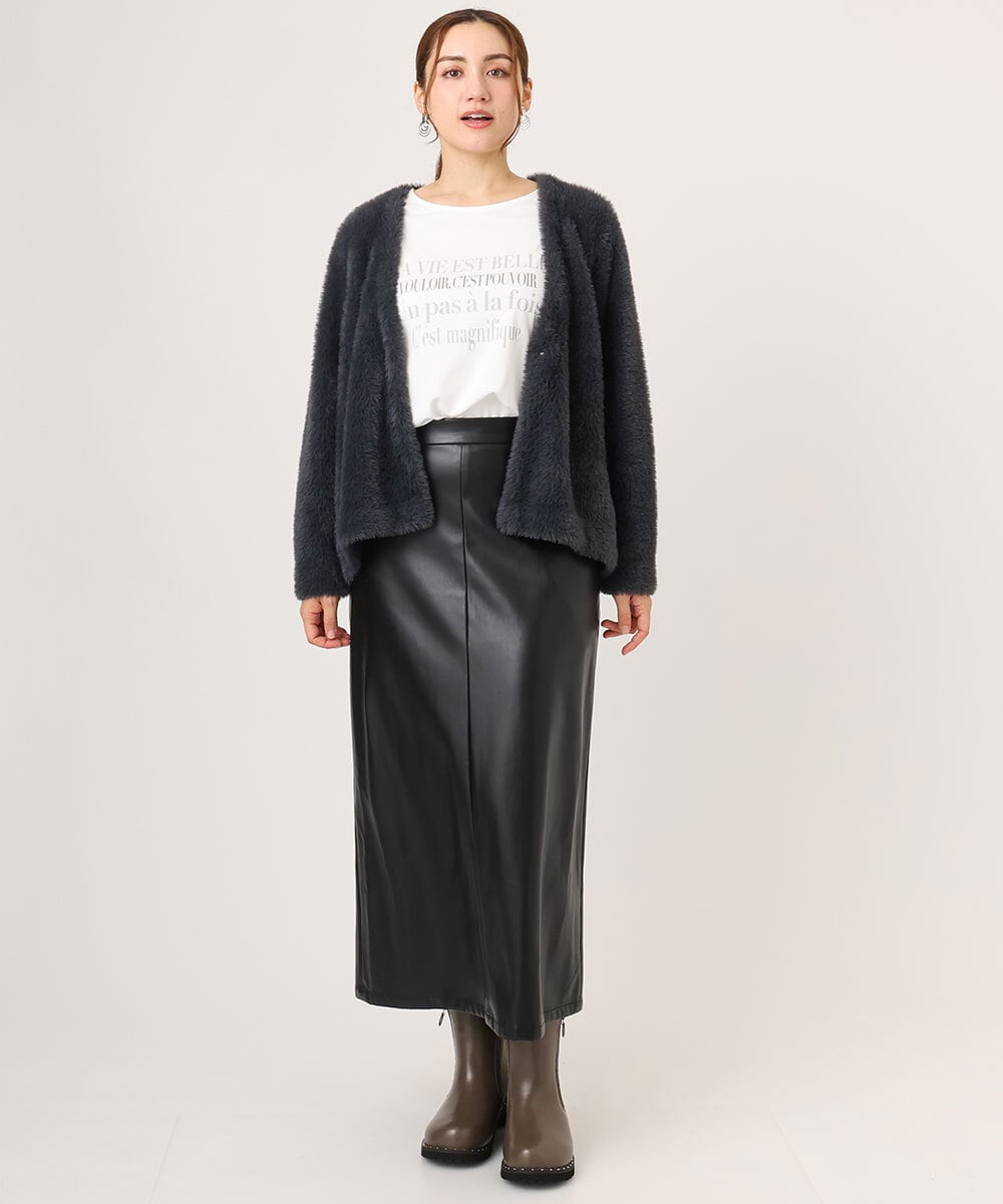 OLCLA09119 eur3(エウルキューブ) 【WEB先行販売】【大きいサイズ】フラッフィージャケット ダークグレー(93)