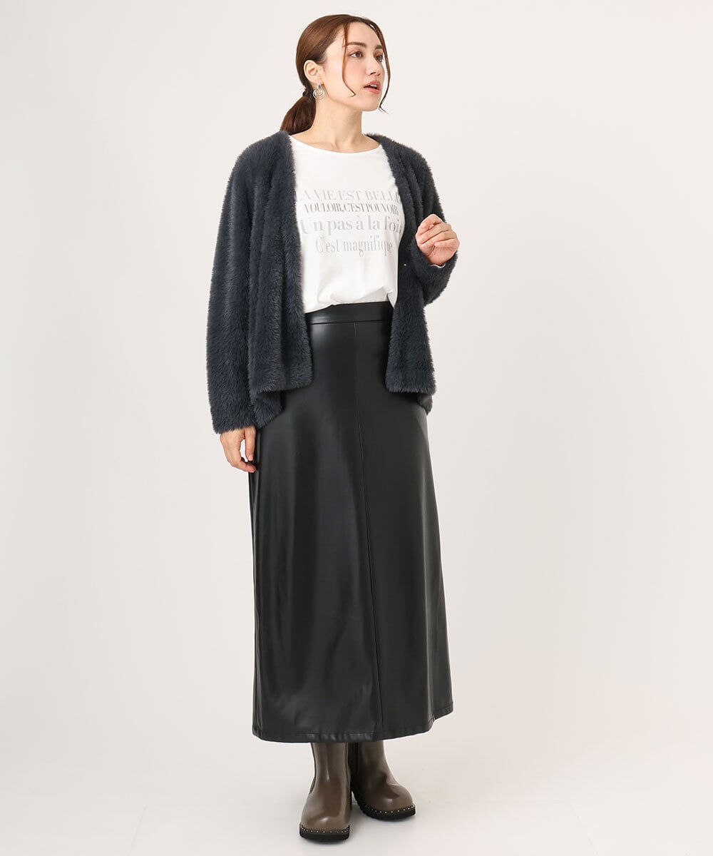 OLCLA09119 eur3(エウルキューブ) 【WEB先行販売】【大きいサイズ】フラッフィージャケット ダークグレー(93)