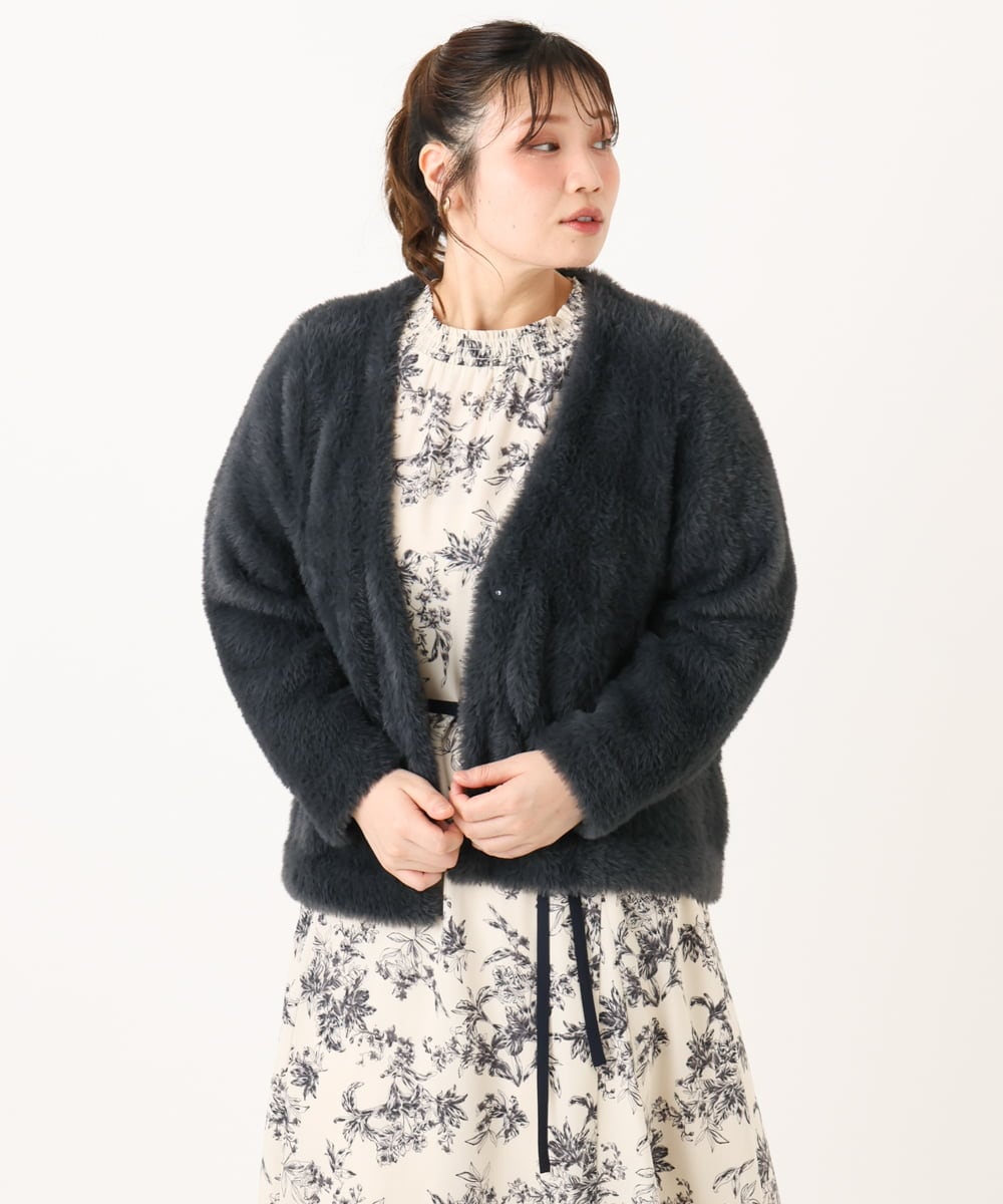 OLCLA09119 eur3(エウルキューブ) 【WEB先行販売】【大きいサイズ】フラッフィージャケット ダークグレー(93)