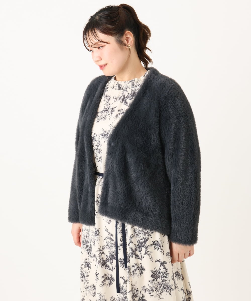 OLCLA09119 eur3(エウルキューブ) 【WEB先行販売】【大きいサイズ】フラッフィージャケット ダークグレー(93)