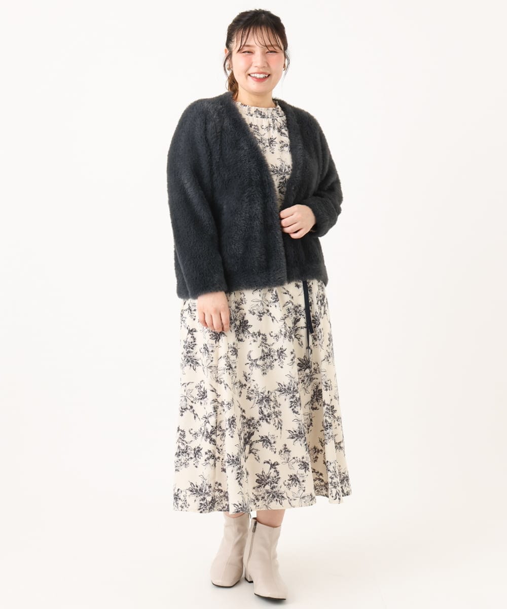 OLCLA09119 eur3(エウルキューブ) 【WEB先行販売】【大きいサイズ】フラッフィージャケット ダークグレー(93)