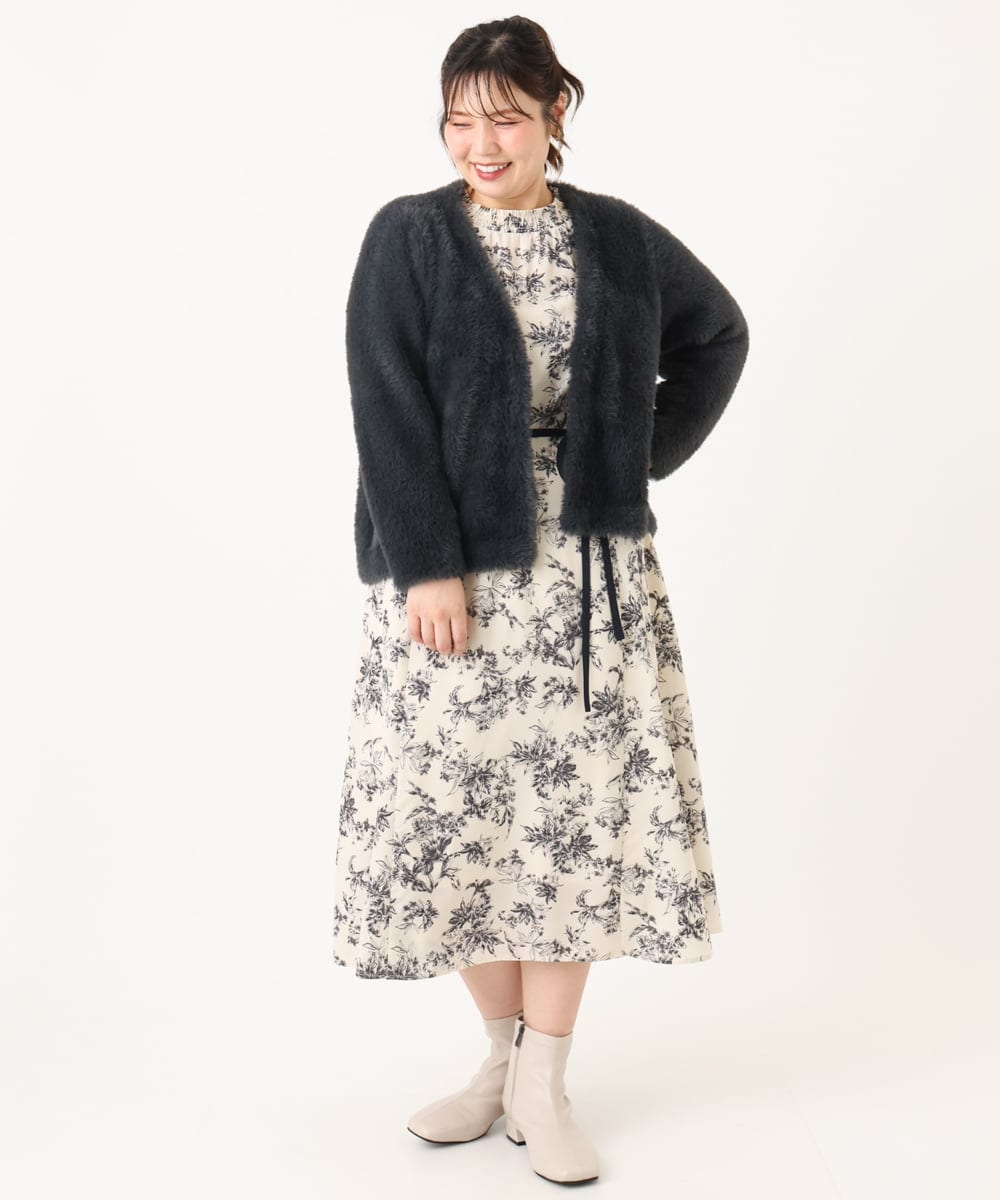 OLCLA09119 eur3(エウルキューブ) 【WEB先行販売】【大きいサイズ】フラッフィージャケット ダークグレー(93)