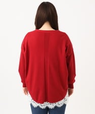 OLCLD06099 eur3(エウルキューブ) 【大きいサイズ】ラウンドヘムVネックカーディガン レッド