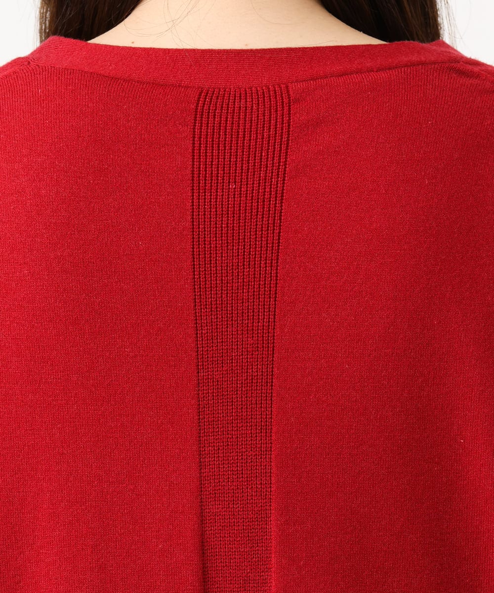 OLCLD06099 eur3(エウルキューブ) 【大きいサイズ】ラウンドヘムVネックカーディガン レッド