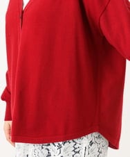OLCLD06099 eur3(エウルキューブ) 【大きいサイズ】ラウンドヘムVネックカーディガン レッド