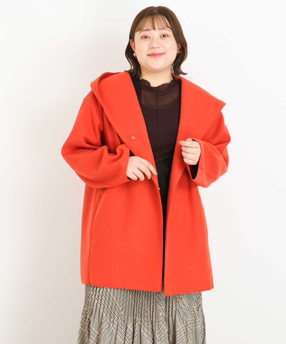 OLCLP12180 eur3(エウルキューブ) 【大きいサイズ】コクーンシルエットコート オレンジ(15)