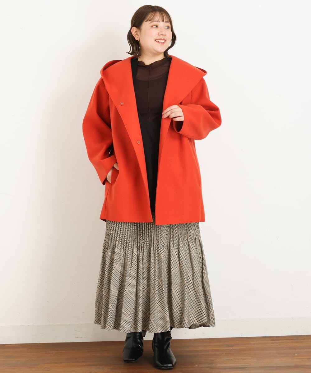 OLCLP12180 eur3(エウルキューブ) 【大きいサイズ】コクーンシルエットコート オレンジ(15)