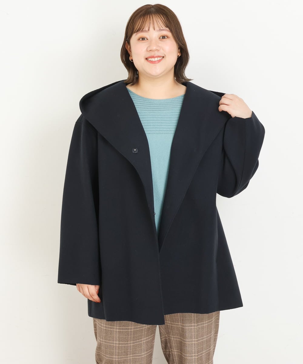 OLCLP12180 eur3(エウルキューブ) 【大きいサイズ】コクーンシルエットコート ネイビー(57)