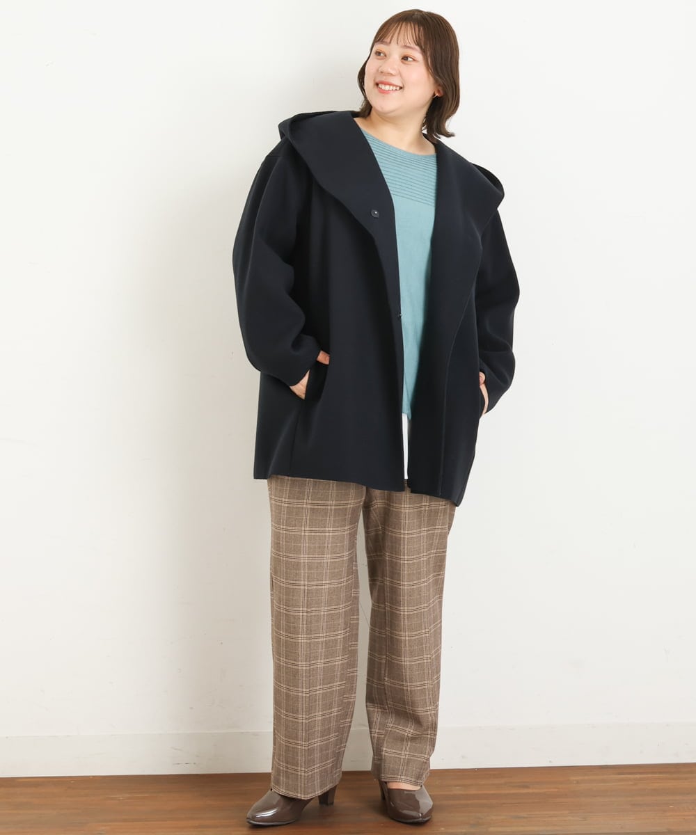 OLCLP12180 eur3(エウルキューブ) 【大きいサイズ】コクーンシルエットコート ネイビー(57)