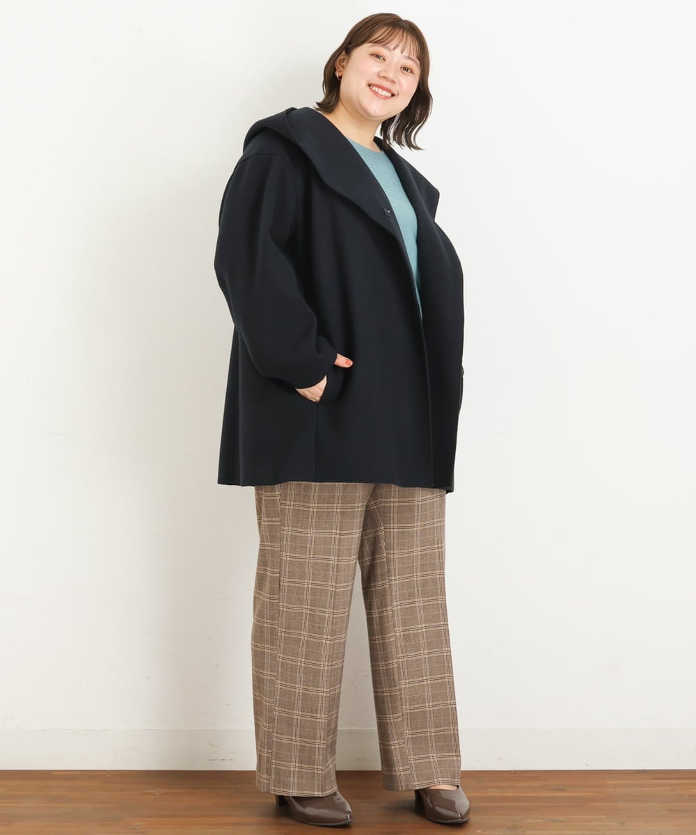 OLCLP12180 eur3(エウルキューブ) 【大きいサイズ】コクーンシルエットコート ネイビー(57)