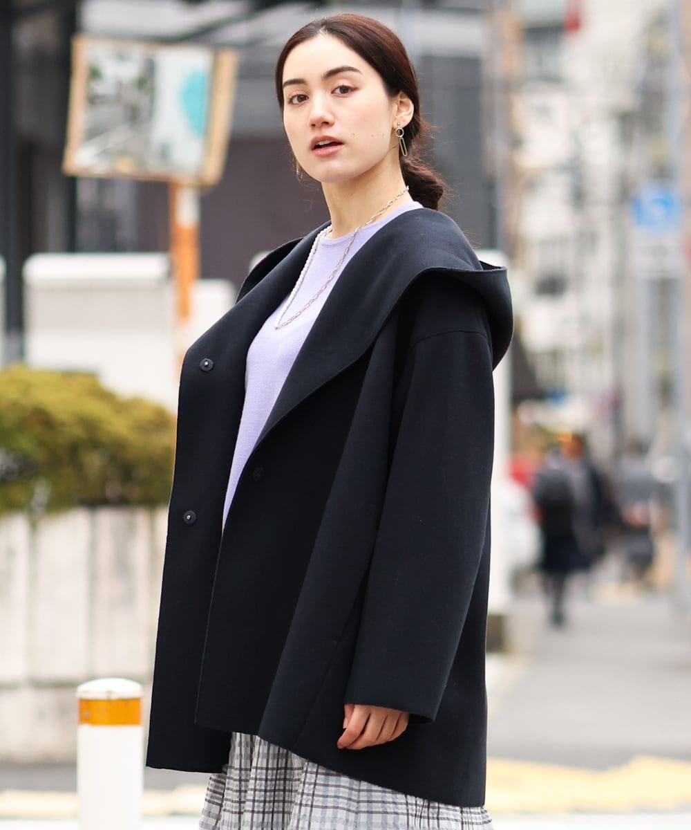OLCLP12180 eur3(エウルキューブ) 【大きいサイズ】コクーンシルエットコート ネイビー(57)