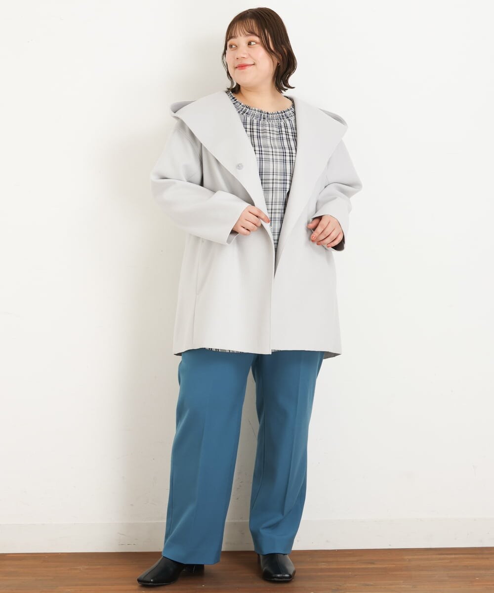 OLCLP12180 eur3(エウルキューブ) 【大きいサイズ】コクーンシルエットコート ライトグレー(91)